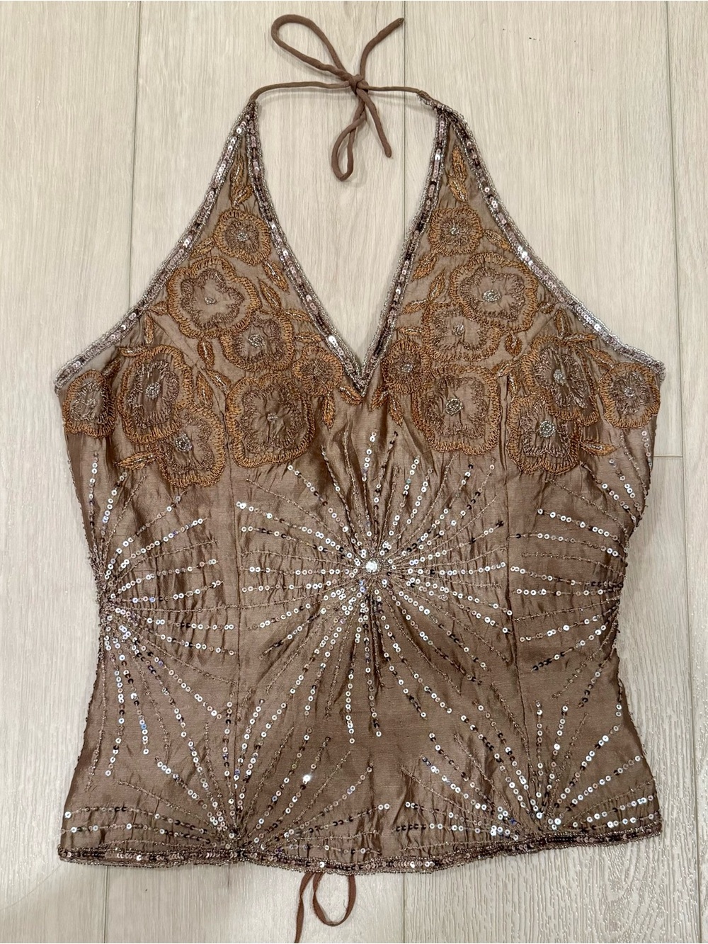 Grail Aftershock Beaded and Embroidered Silk Halter Corset